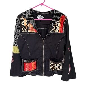 Desigual Women's Black Multicolor Patchwork Jacket